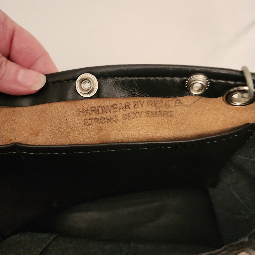 Hardwear By Renee Shoulder Tote Bag Upcycled Wood Rivets Cables Leather Floral - Picture 9 of 11